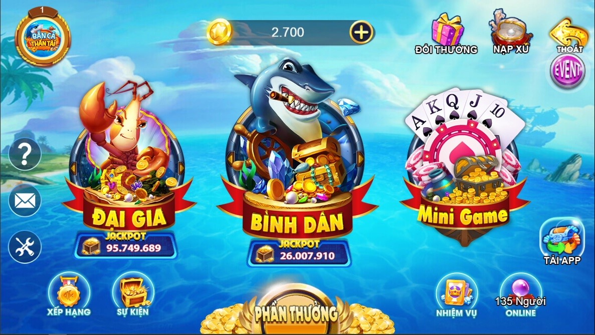 Giao diện cổng game đổi thưởng Bắn Cá Thần Tài
