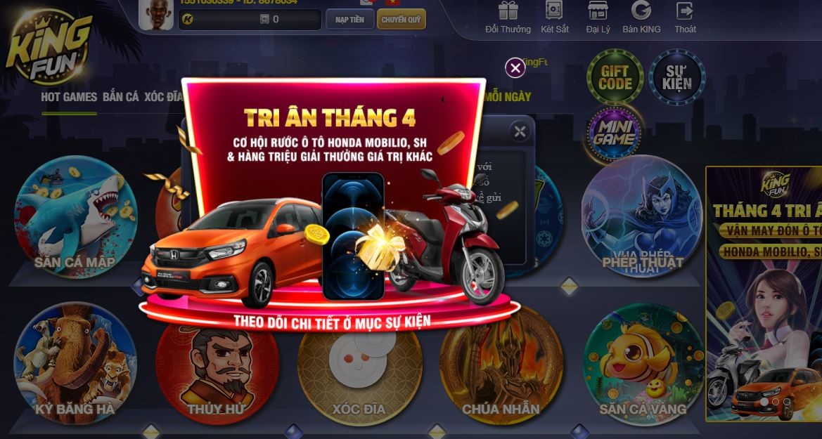 Khuyến mại tại cổng game King.Fun