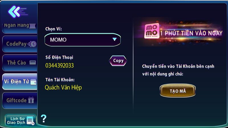 Nạp tiền 789 Club qua ví điện tử