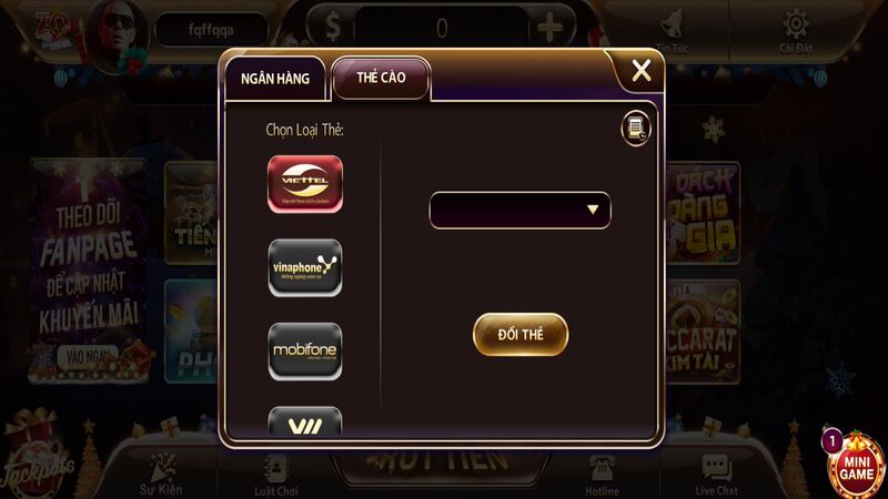 Rút tiền Zowin qua thẻ cào