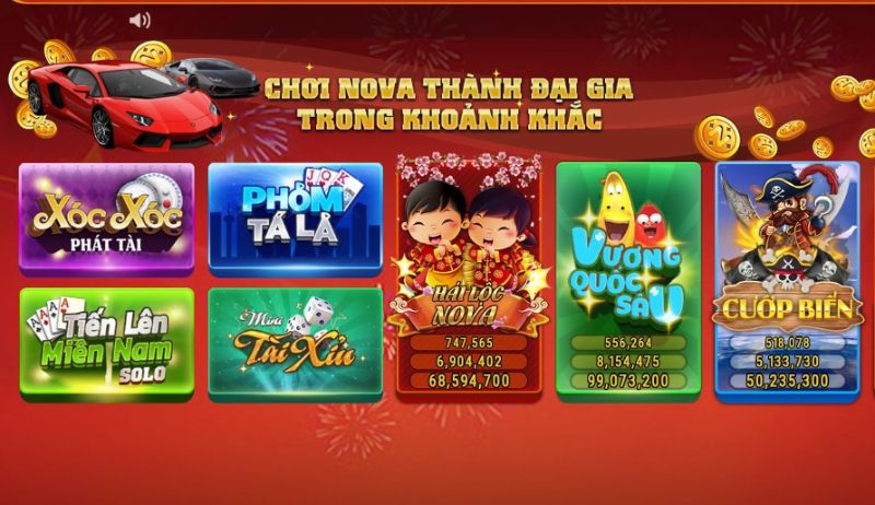 Tận hưởng trò chơi với nhiều tính năng chuyên nghiệp Nova Club
