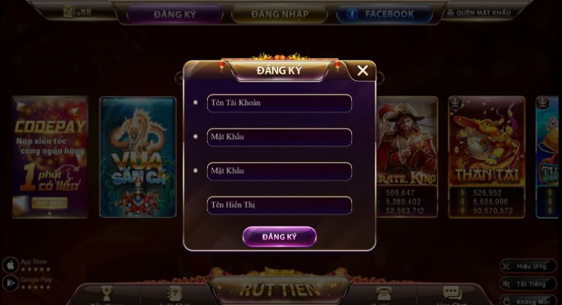 Đăng ký tài khoản để chơi game