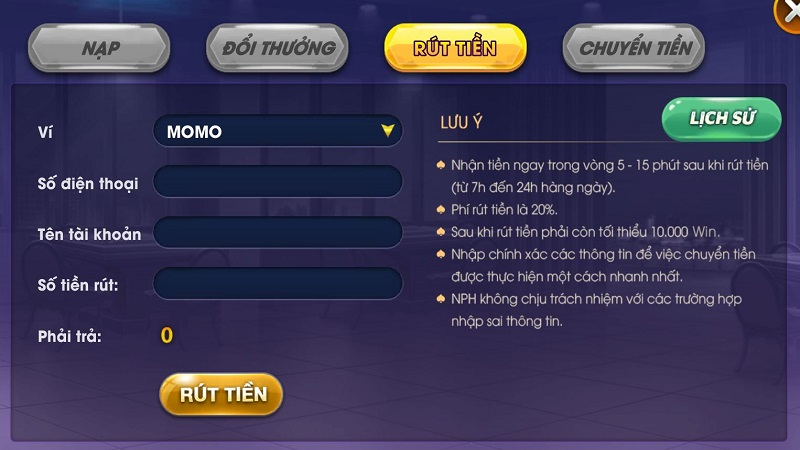 Anh em có thể lựa chọn hình thức đổi thưởng phù hợp Trum79