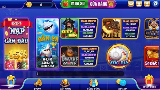 Giao diện của hệ thống cổng game 