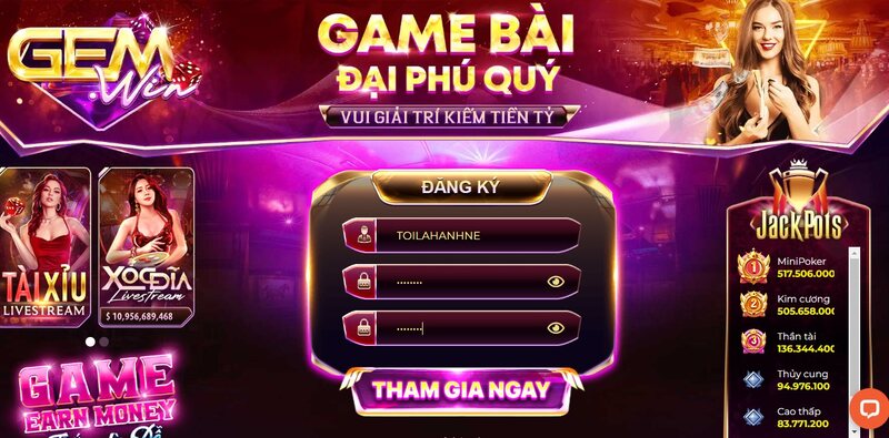 Hướng dẫn cách đăng ký tài khoản mới tại Gemwin