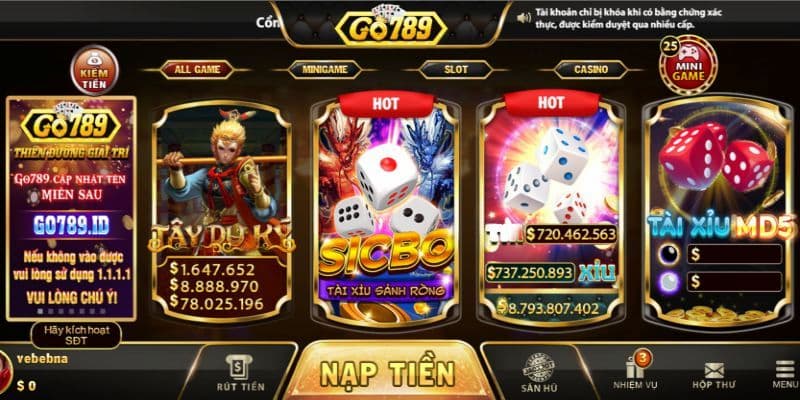Giao diện kho game Go 789