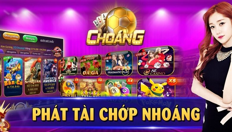 Giao diện bắt mắt của cổng game ChoangClub