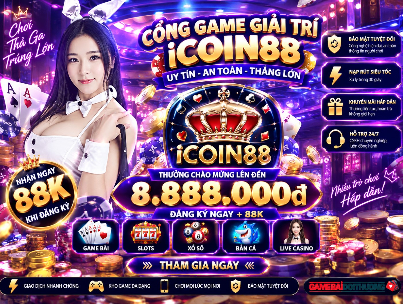 iCoin88 – Cổng game bài đổi thưởng trực tuyến hấp dẫn chưa từng có