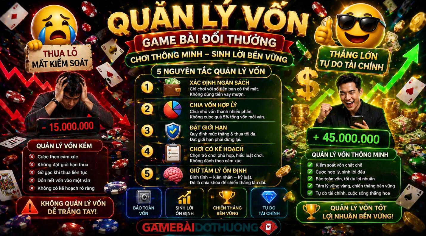 Kinh Nghiệm Quản Lý Vốn Game Bài Đổi Thưởng Không Bao Giờ Cháy Tài Khoản