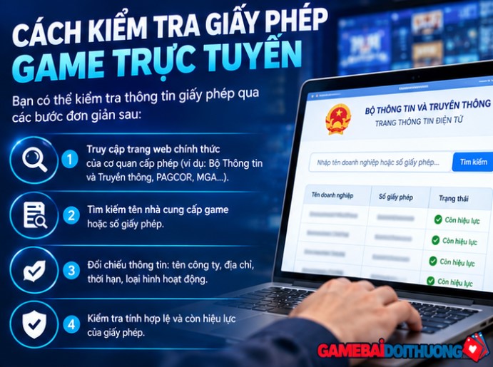 3. Cách kiểm tra giấy phép game trực tuyến theo từng bước